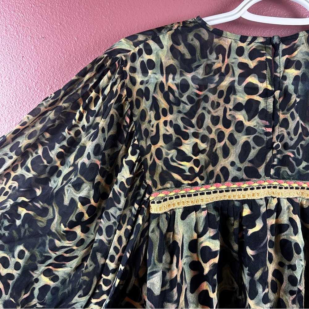Anthropologie Bl-nk London Joelle and Leopard Peasant Blouse Size Small - Picture 3 of 10